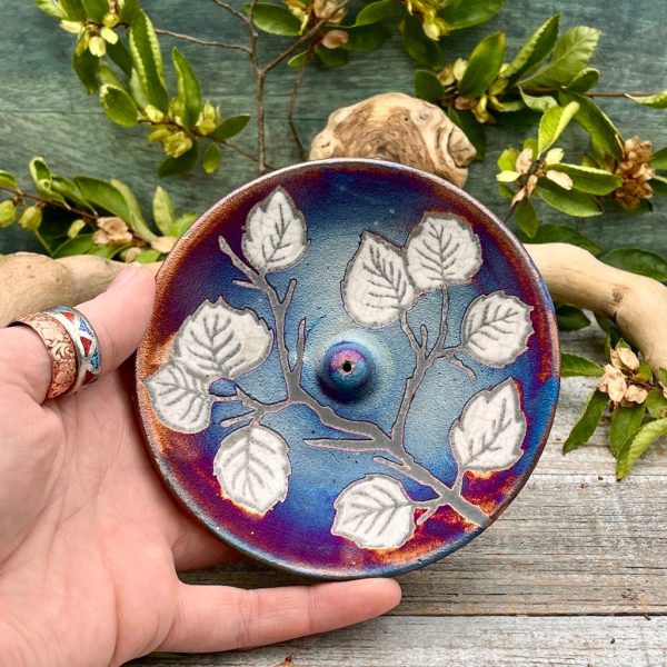 Raku Pottery Incense Holder -Leaves For Cheap - Image 2