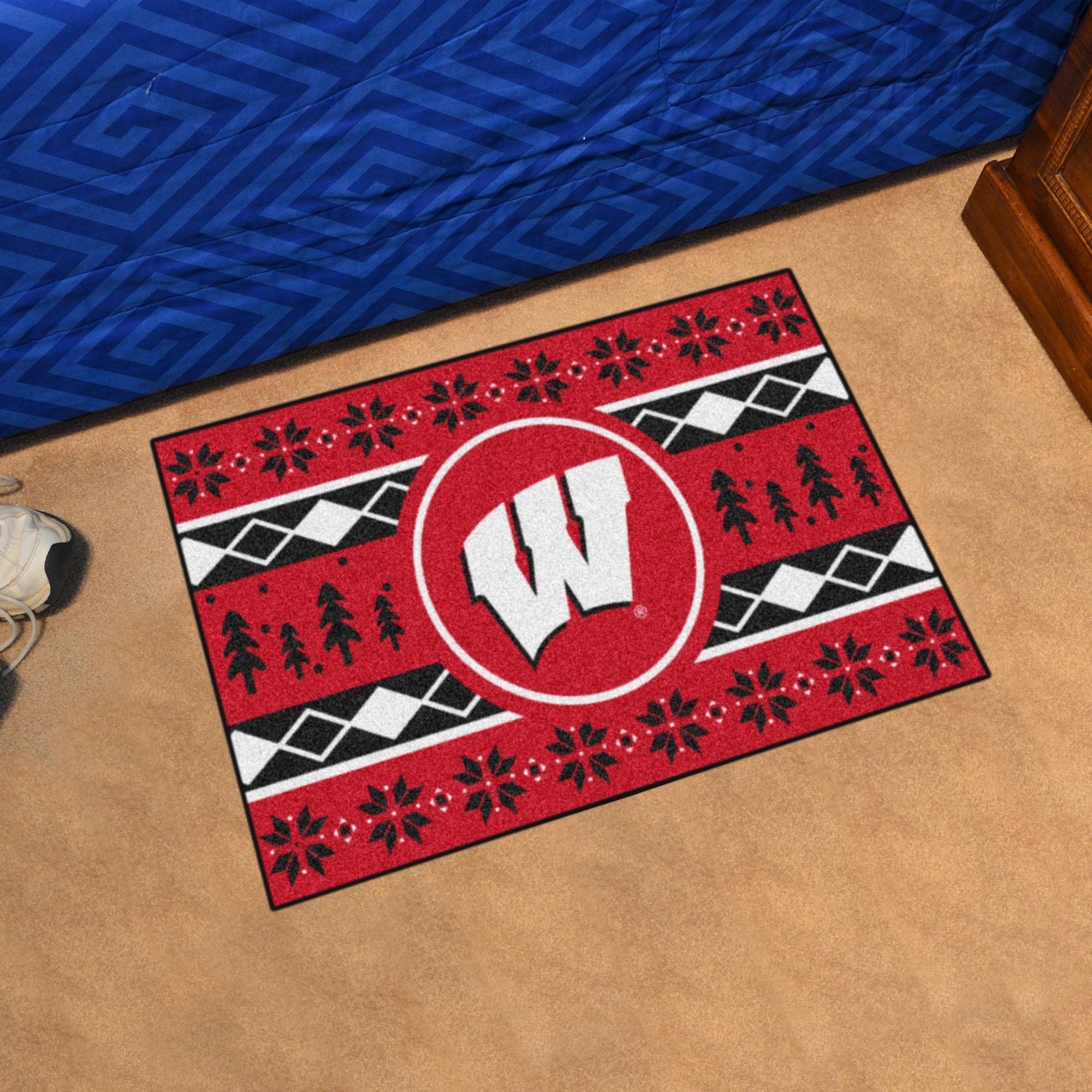 Wisconsin Badgers Holiday Sweater Starter Mat 19 x30  Supply