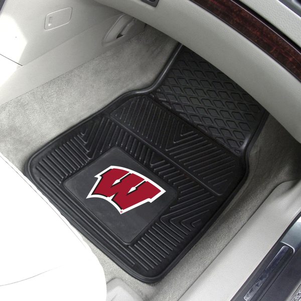 Wisconsin Badgers 2 pc Vinyl Car Mat Set 17 x27  on Sale